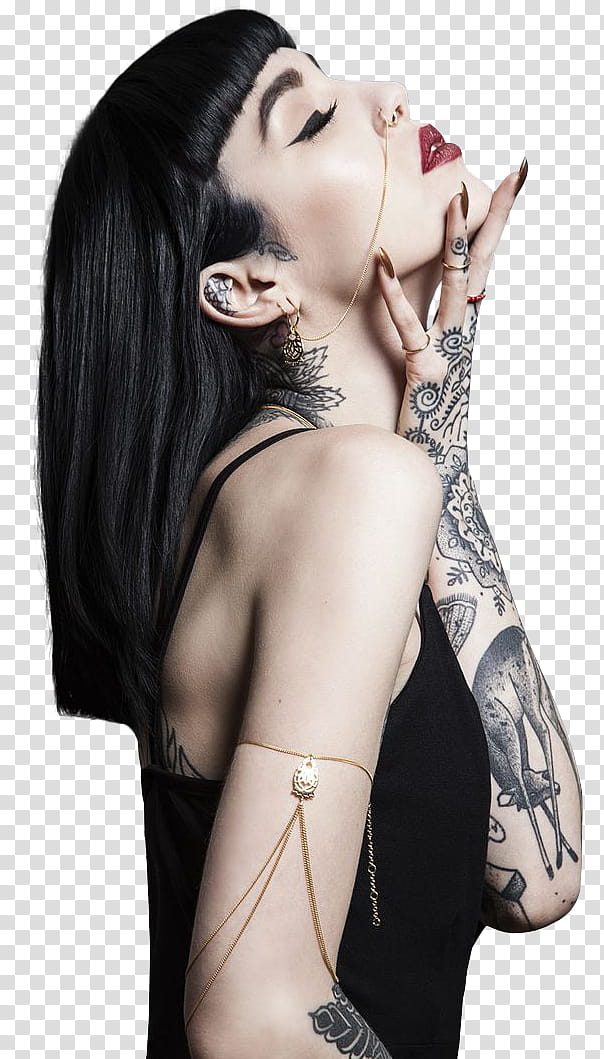  Hannah Snowdon, woman wearing black tops with tattoos transparent background PNG clipart