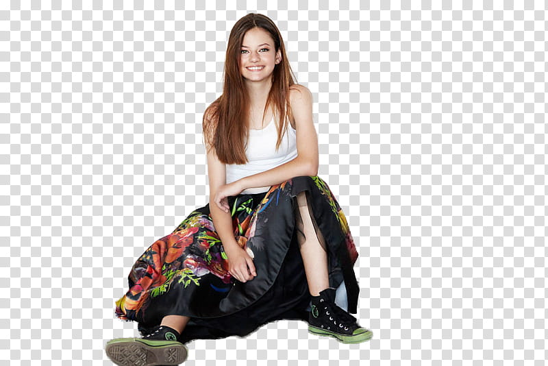 MACKENZIE FOY, smiling woman in white camisole transparent background PNG clipart