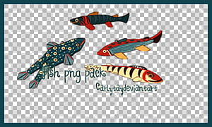 four assorted-color fish decors transparent background PNG clipart thumbnail
