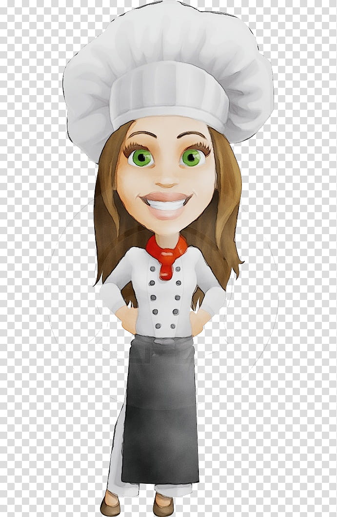 Watercolor, Paint, Wet Ink, Chef, Cartoon, Cooking, Caricature, Female transparent background PNG clipart