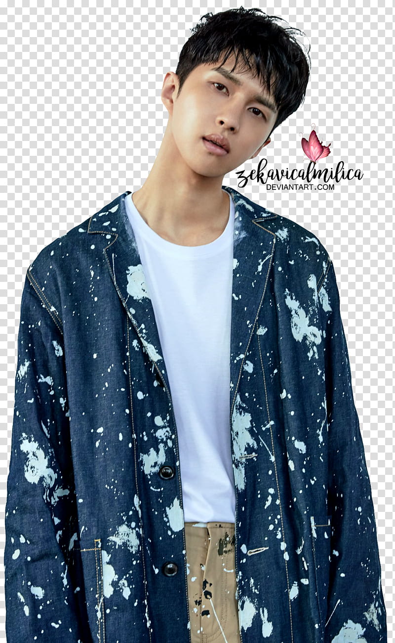 VIXX DAZED, man wearing white and black floral jacket transparent background PNG clipart