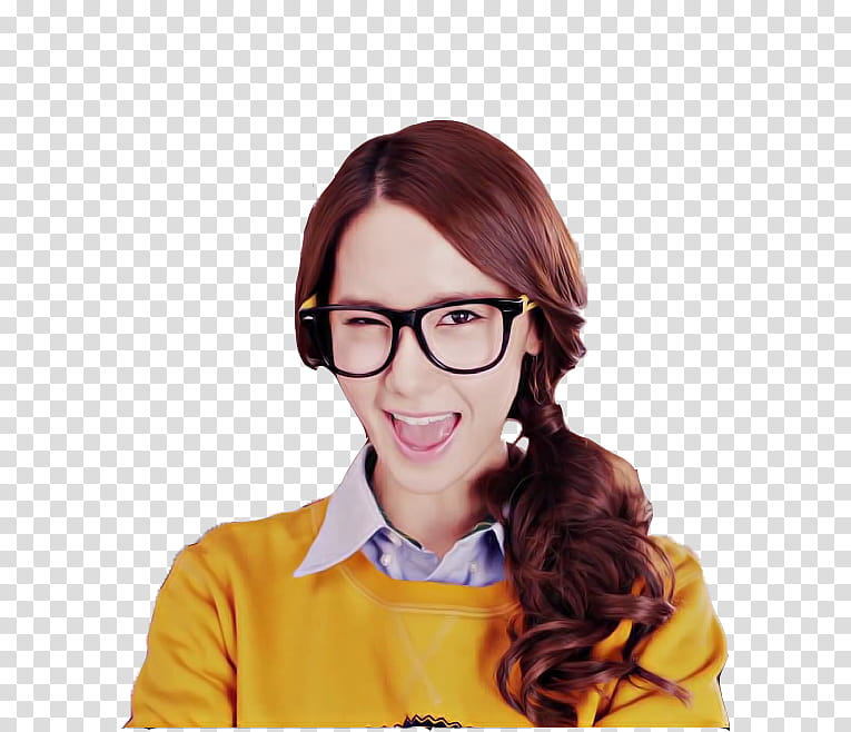 Render Yoona, SNSD Im Yoona wearing black eyeglasses with mouth open transparent background PNG clipart