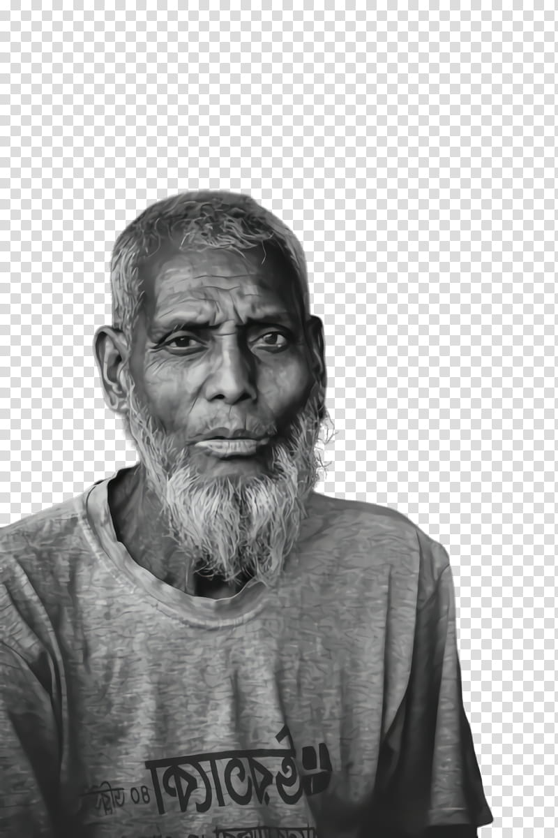 white head black-and-white chin forehead, Blackandwhite, Facial Hair, Portrait, Beard, Monochrome transparent background PNG clipart
