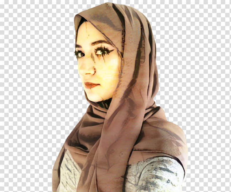 Hijab, Scarf, Headscarf, Neck, Bahan, Face, Beige, Brown transparent background PNG clipart