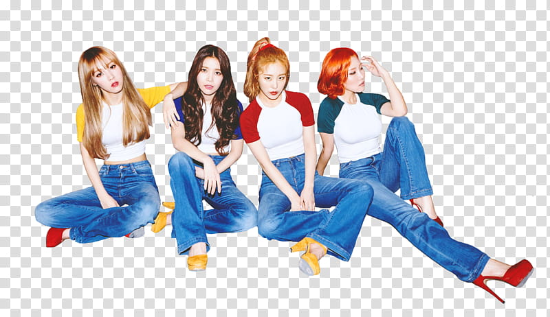 MAMAMOO, cutout of four sitting women transparent background PNG clipart