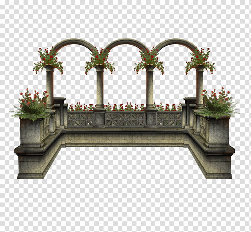 medieval structure , grey metal frame with green leafed decor transparent background PNG clipart