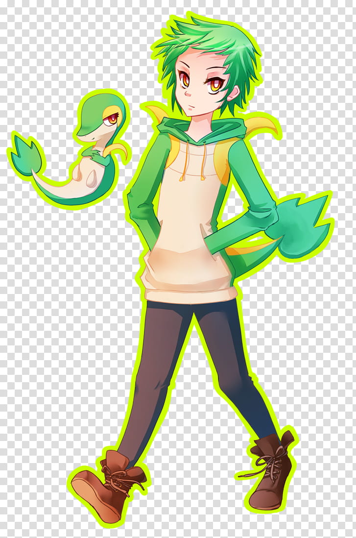 Snivy Gijinka, male anime chacter transparent background PNG clipart