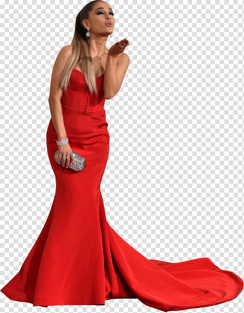 Ariana Grande Woman In Red Dress Posing For Transparent Background Png Clipart Hiclipart
