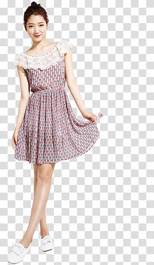 Park Shin Hye byisra, woman holding her dress transparent background PNG clipart