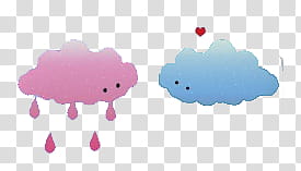 Cute animals , two pink and blue clouds transparent background PNG clipart