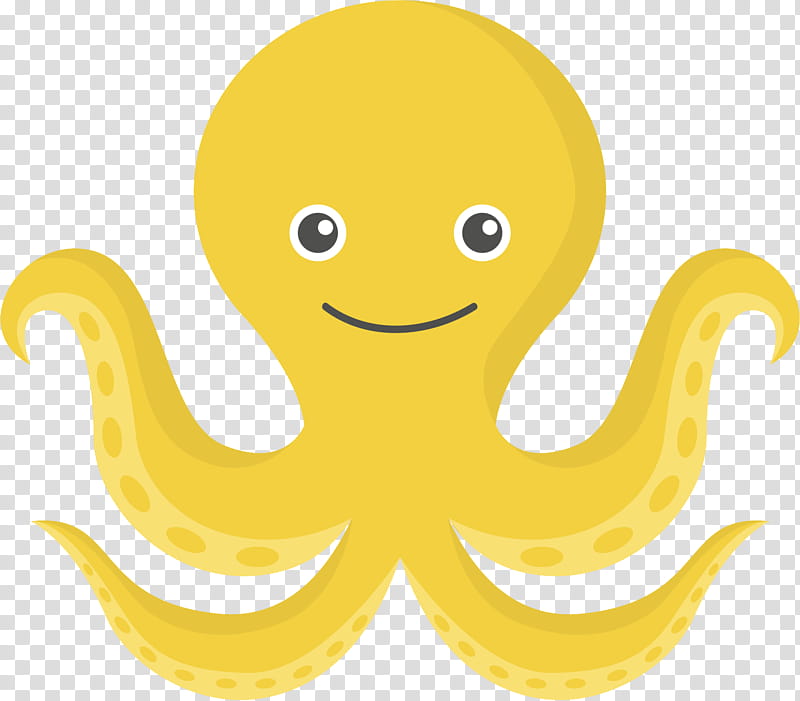 octopus yellow cartoon line marine invertebrates, Smile transparent background PNG clipart
