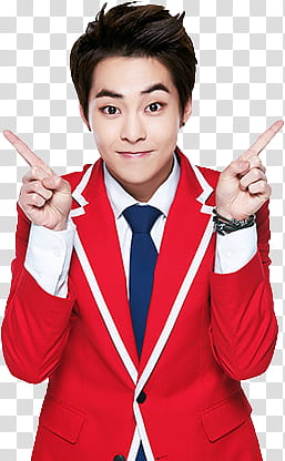 EXO KFC CHINA, smiling man in red blazer transparent background PNG clipart