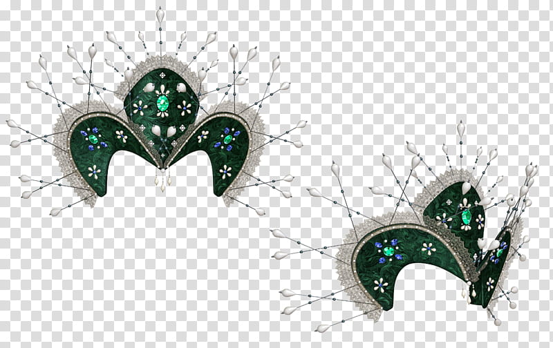 Headpiece , green and white head decor transparent background PNG clipart