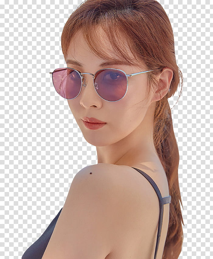 SEOHYUN GRAZIA SNSD, Sunmi wearing silver-colored framed sunglasses transparent background PNG clipart