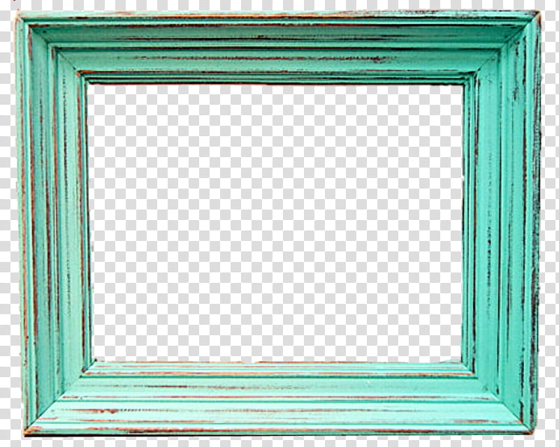 Green vintage Frame, rectangular teal wooden frame transparent background PNG clipart