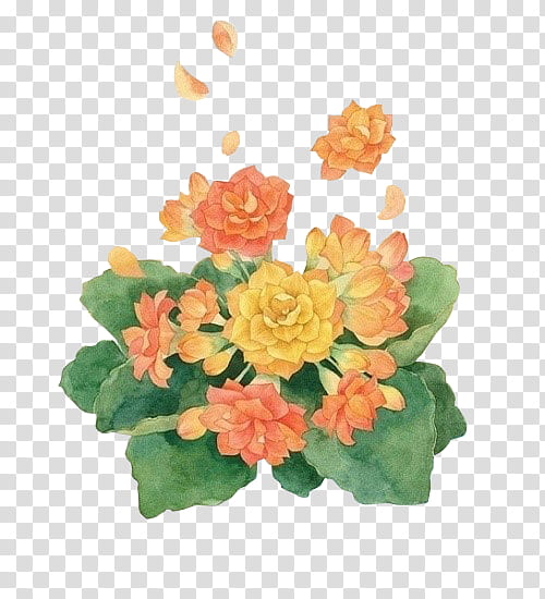 flower s, green and orange floral textile transparent background PNG clipart