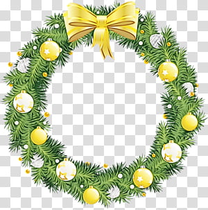 Christmas decoration, Watercolor, Paint, Wet Ink, Yellow, Plant, Colorado Spruce, Interior Design transparent background PNG clipart thumbnail