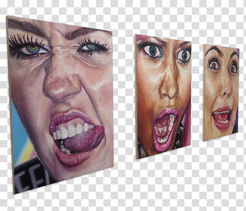 RNDOM, three woman faces paintings transparent background PNG clipart