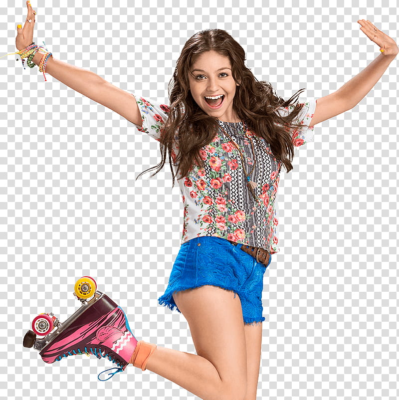 KAROL SEVILLA Soy Luna  HQ, woman wearing roller skates and blue denim shorts transparent background PNG clipart