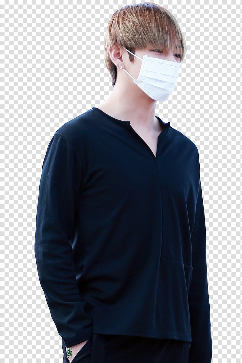 Renders Taehyung, man wearing white face mask and black long-sleeved shirt illustration transparent background PNG clipart