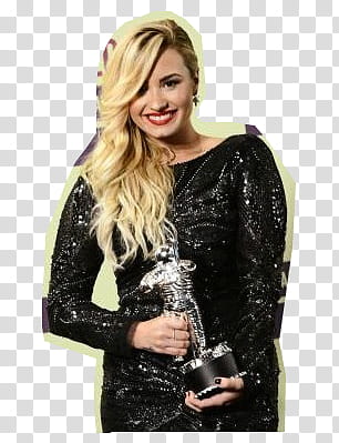 Demi Lovato, Deni Lovato holding trophy transparent background PNG clipart