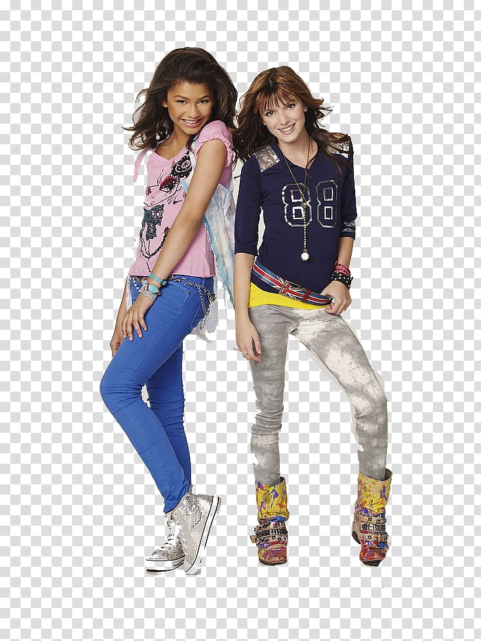 Shake It Up, girl in pink shirt and blue jeans beside another girl transparent background PNG clipart