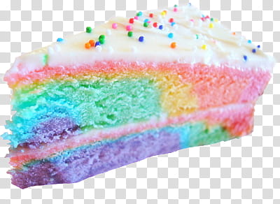 AESTHETIC S , slice of rainbow cake with sprinkles transparent background PNG clipart