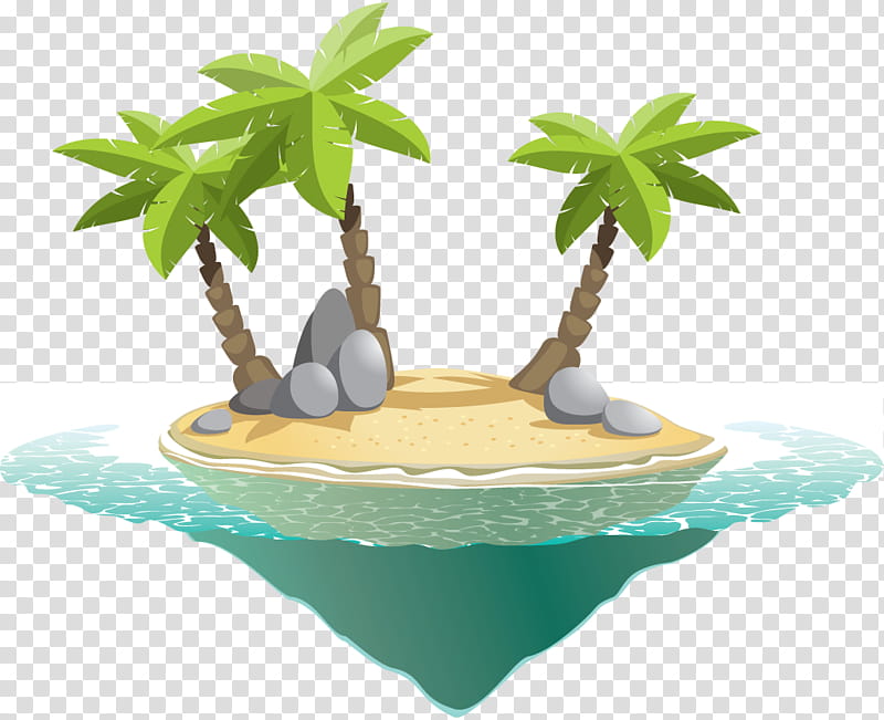 Palm Tree, Island, Cartoon, Sticker, Desert Island, Leaf, Plant, Houseplant transparent background PNG clipart