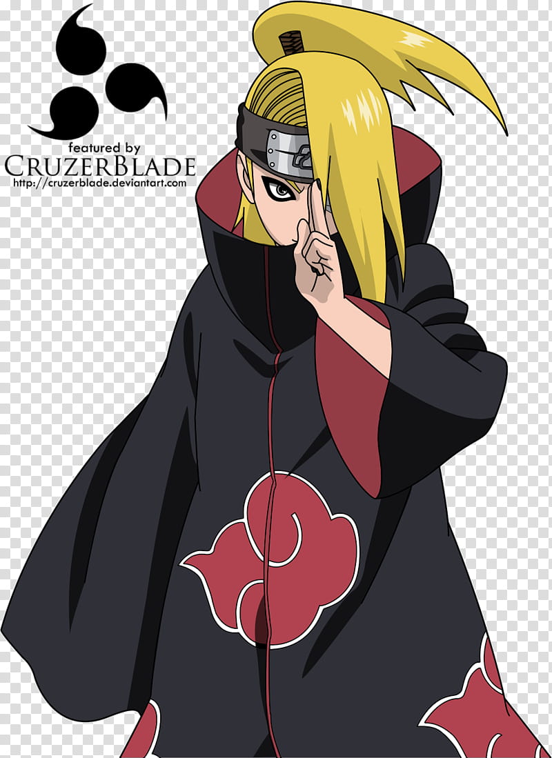 Naruto blonde-haired character wearing black and red cloud robe illustration transparent background PNG clipart