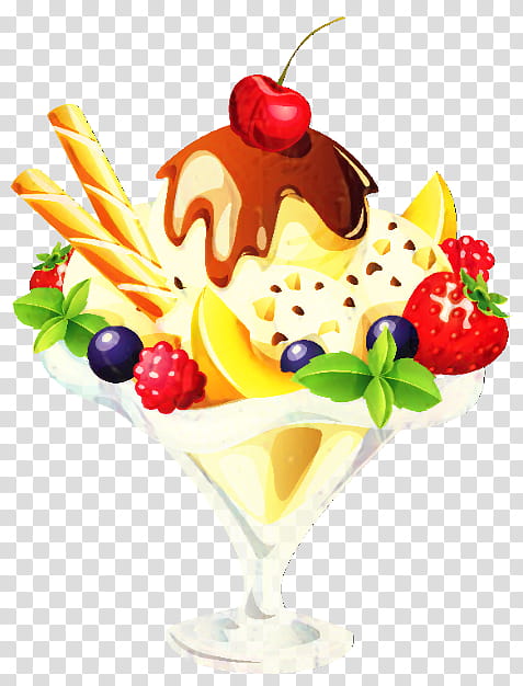 Ice Cream Cones, Sundae, Fudge, Dame Blanche, Ice Pops, Parfait, Dessert, Cherries transparent background PNG clipart