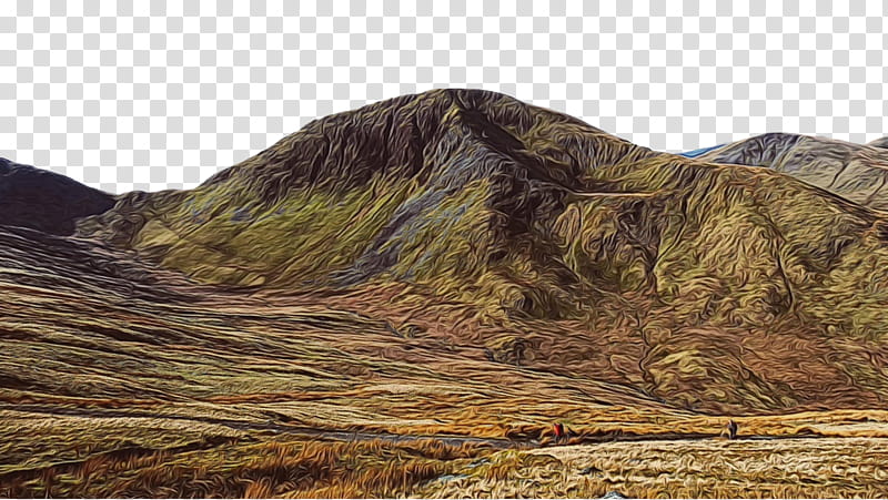 mountainous landforms highland mountain hill fell, Watercolor, Paint, Wet Ink, Wilderness, Landscape, Grass, Ridge transparent background PNG clipart