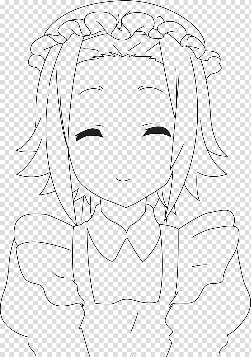 A Maid en Tainaka Ritsu lineart, girl anime sketch transparent background PNG clipart