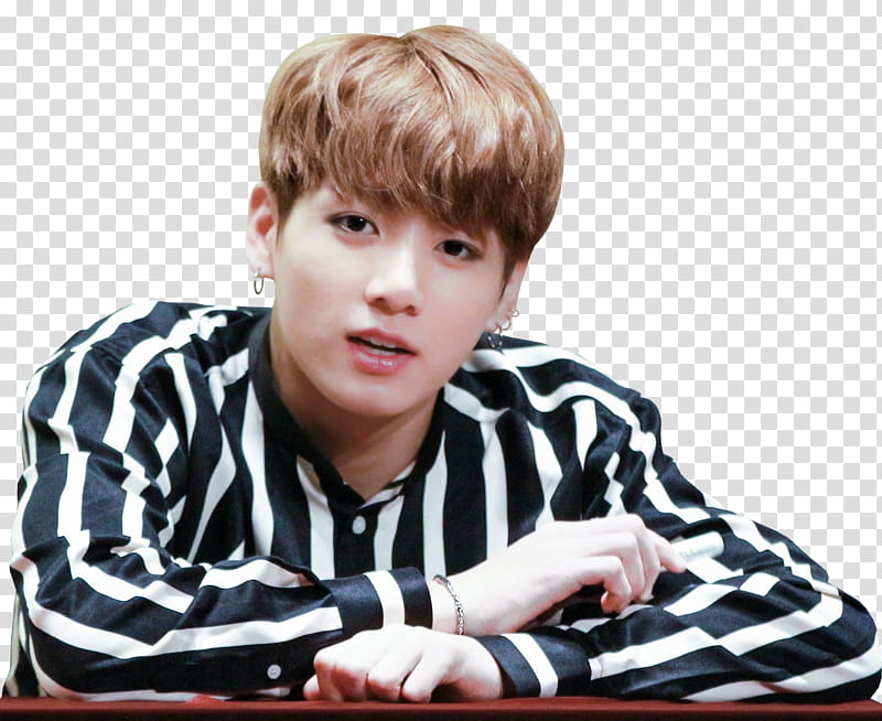 JungKook BTS, man in black and white stripe dress shirt transparent background PNG clipart