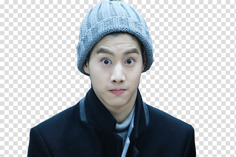 Mark Tuan GOT, man wearing gray knit cap and black coat transparent background PNG clipart