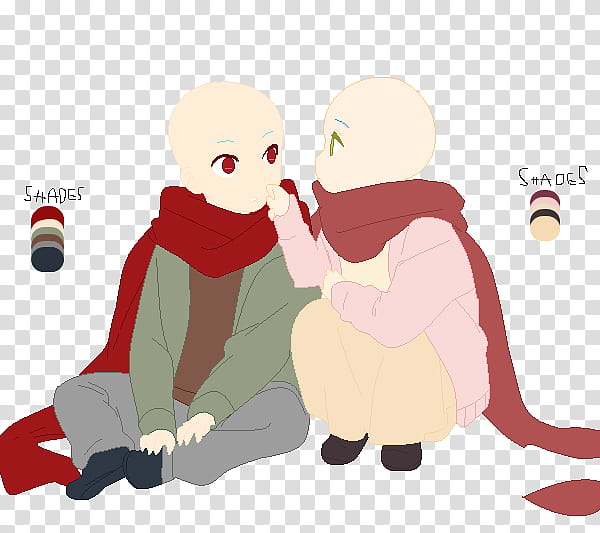 Scarf couple, girl and boy anime characters transparent background PNG clipart