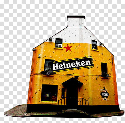 , yellow and white Heineken house transparent background PNG clipart