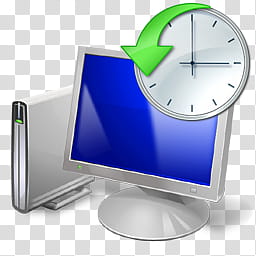 Vista RTM WOW Icon , System Restore, clock and monitor icon transparent background PNG clipart