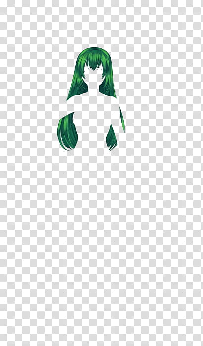 D drawing of a woman's long green hair transparent background PNG clipart