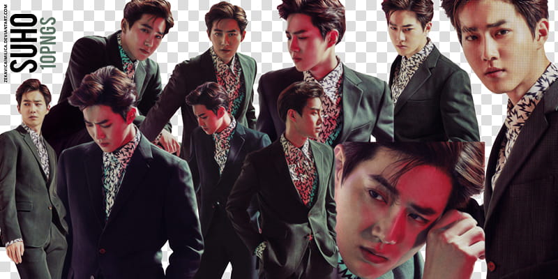 EXO Suho Countdown, man using black suit jacket collage transparent background PNG clipart