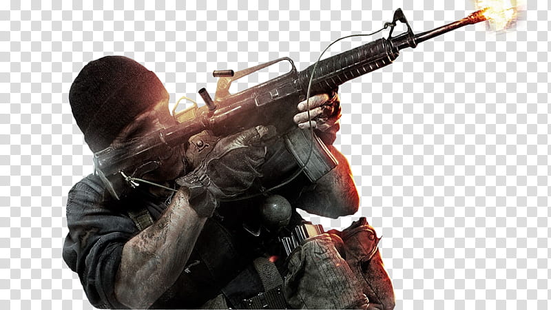 Call of Duty Black Ops Render, man firing long rifle transparent background PNG clipart