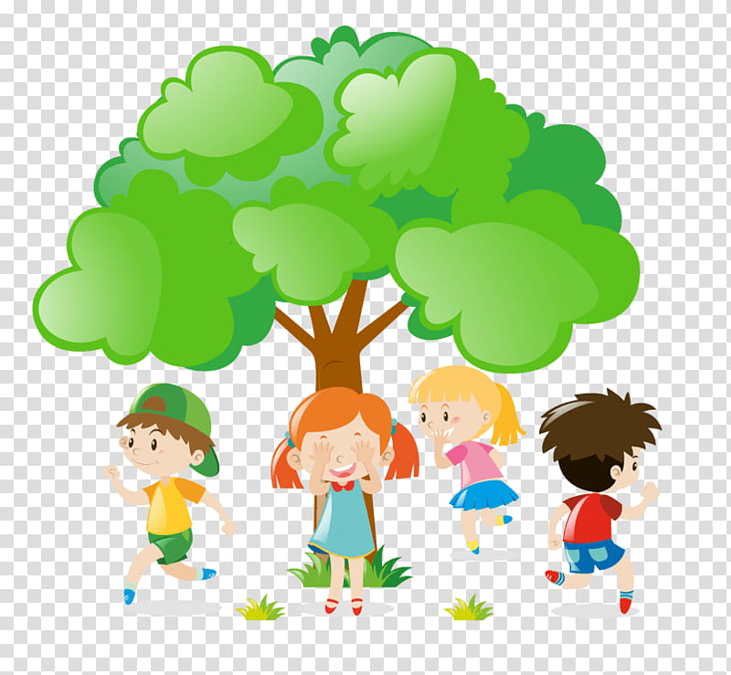 Green Grass, Hideandseek, Cartoon, Tree, Plant, Flower, Child, Play transparent background PNG clipart