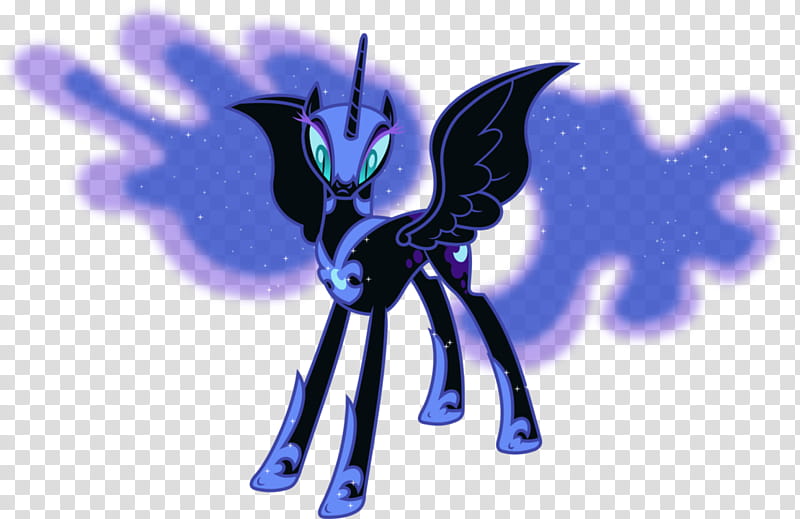 Unimpressed Nightmare Moon, black and blue unicorn character transparent background PNG clipart