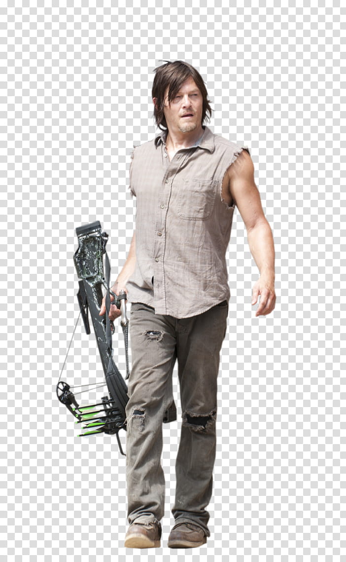 Daryl Dixon , man in gray distressed jeans transparent background PNG clipart