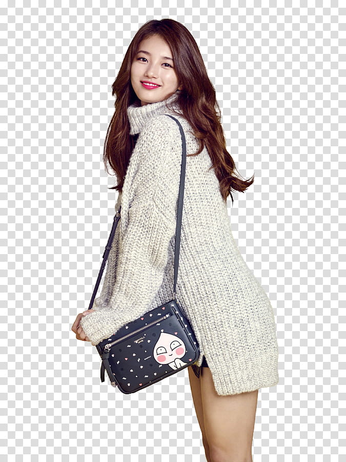 Bae Suzy Miss A, women's gray coat transparent background PNG clipart