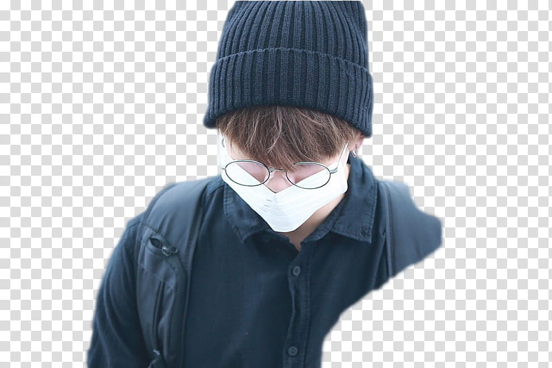 BIG SHARE Bts edition, man wearing black beanie and shirt looking down transparent background PNG clipart