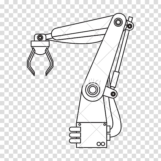 Engineering, Robotic Arm, Industrial Robot, Robotics, Drawing, Mechanical Engineering, Black And White
, Line Art transparent background PNG clipart