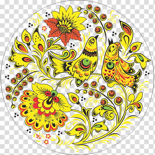 Floral Flower, Russia, Khokhloma, Folk Art, Gorodets Painting, Russian, Ornament, Yellow transparent background PNG clipart