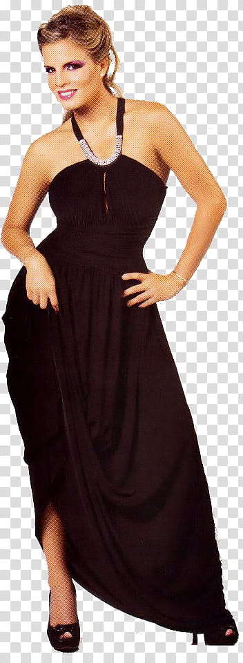 woman in black halterneck dress transparent background PNG clipart