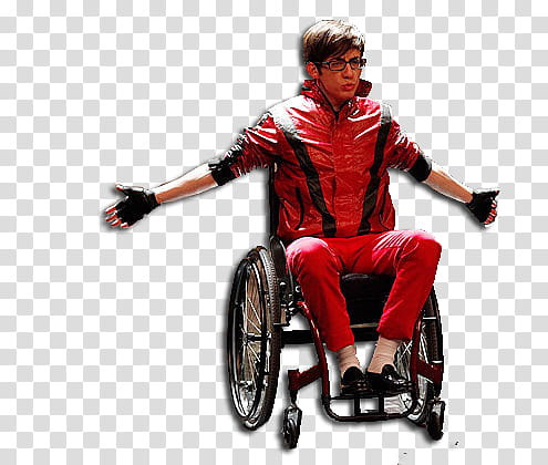 glee , man in red jacket sitting on wheelchair transparent background PNG clipart