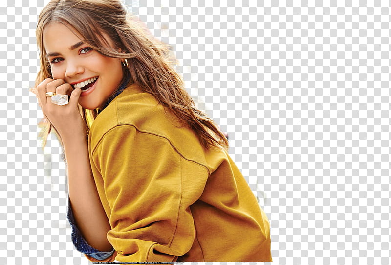 Maia Mitchell, woman wearing yellow long-sleeved transparent background PNG clipart